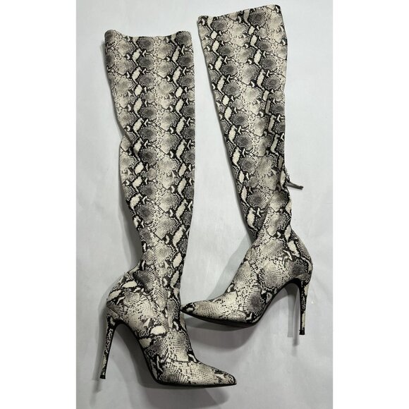 Steve Madden Domain Thigh High Boots in Snake-Print - Picture 6 of 9